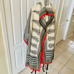 Cotton dupatta shawl scarf wrap with multicolor trim